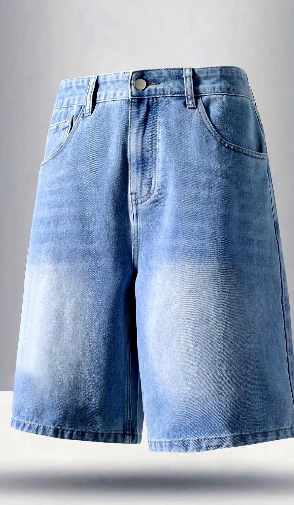 Relaxed Fit Denim Bermuda Shorts